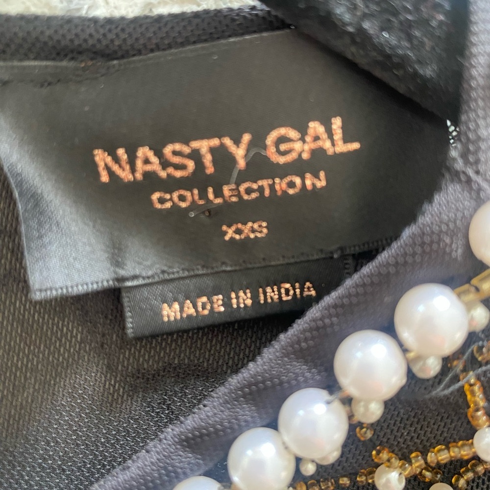 Nasty Gal Black Gold Embellished Mini Dress Holiday Party Cocktail SZ XXS - Picture 10 of 10